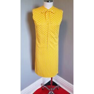 60s Vintage Yellow Polka-Dot Shift Dress - S / M